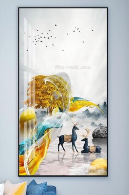 File gốc File tranh hiện đại pha lê gương KF101792 (in lụa) họa tiết 3D