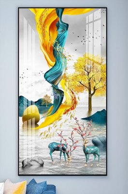 Download file File tranh hiện đại pha lê gương KF101802 (gốc) in mica đèn LED