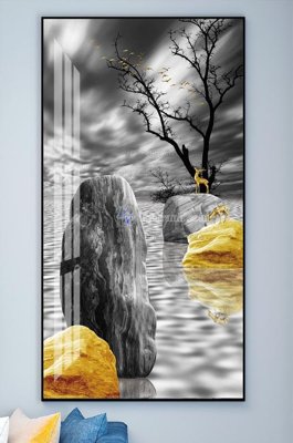 File tranh gốc PSD File tranh hiện đại pha lê gương KF101877 còn nguyên layer