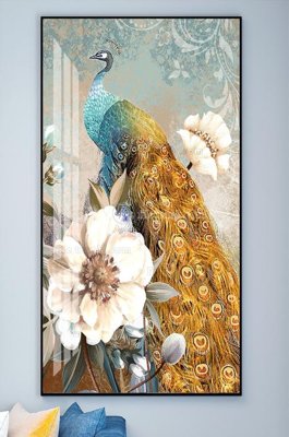 Download file gốc File tranh hiện đại pha lê gương KF101985 (in lụa) hoa lá