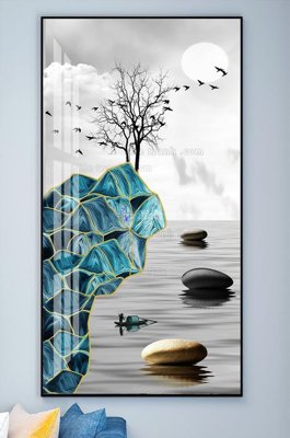 File gốc File tranh hiện đại pha lê gương KF102005 (in lụa) hoa văn cổ điển