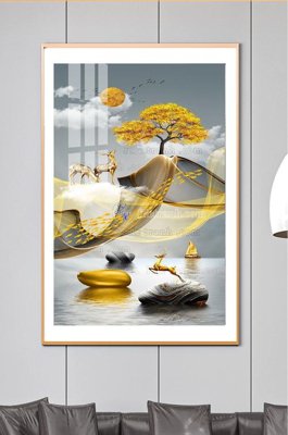 File tranh File tranh hiện đại pha lê gương KF102311 (gốc) chủ đề con người