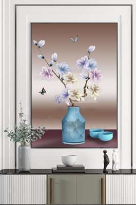 Tải file File tranh hiện đại pha lê gương KF102567 (gốc) chủ đề hoa sen