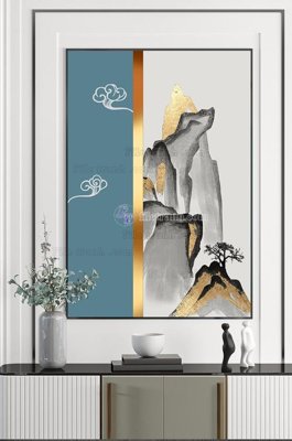 File in trần File tranh hiện đại pha lê gương KF102805 (bản gốc) mây trời