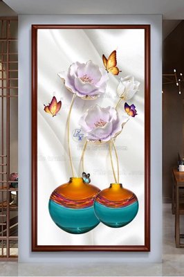 File in lụa File tranh hiện đại pha lê gương KF103044 (hoa văn) File tranh hiện đại pha lê gương KF103044