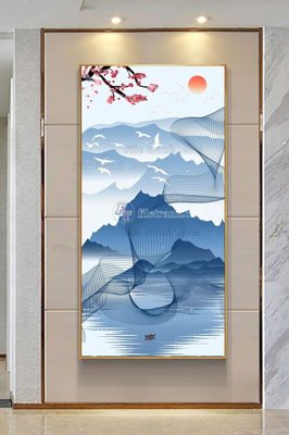 File in trần File tranh hiện đại pha lê gương KF103178 (bản gốc) bầu trời