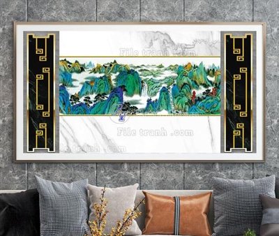 File gốc File tranh hiện đại pha lê gương KF103393 (in lụa) tranh mã đáo