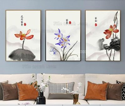 File gốc File tranh hiện đại pha lê gương KF103941 (in lụa) tranh mã đáo