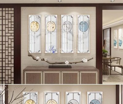 File tranh gốc in trần nhà File tranh hiện đại pha lê gương KF104125 3D