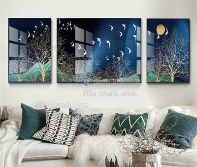 File tranh File tranh hiện đại pha lê gương KF104204 (gốc) chủ đề thành phố