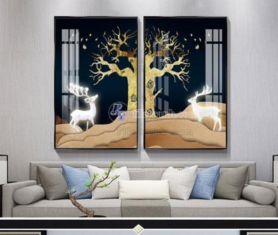 File in trần File tranh hiện đại pha lê gương KF104369 (bản gốc) trời sao