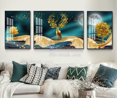 File in trần File tranh hiện đại pha lê gương KF104505 (bản gốc 3D) sống động