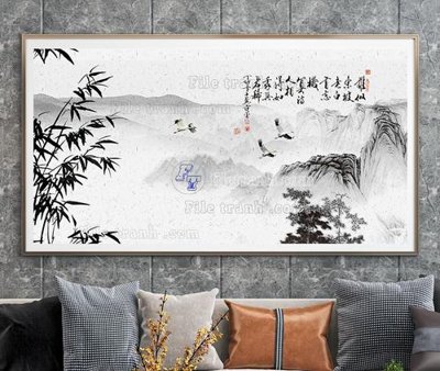 File in trần File tranh hiện đại pha lê gương KF104553 (bản gốc) phong cảnh