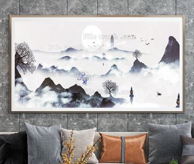 File tranh File tranh hiện đại pha lê gương KF104623 (file gốc) chủ đề phong thủy