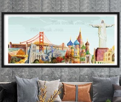 File in trần File tranh hiện đại pha lê gương KF104741 (bản gốc) đại dương