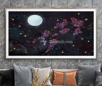 Tải file File tranh hiện đại pha lê gương KF104784 (gốc) chủ đề hoa sen