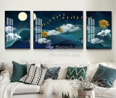 File tranh PSD File tranh hiện đại pha lê gương KF104924 chất lượng cao