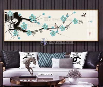 Download file gốc File tranh hiện đại pha lê gương KF105172 (in lụa) hoa lá