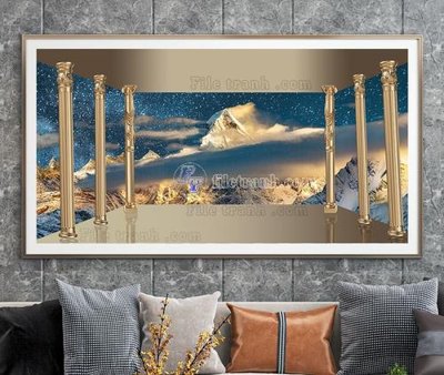 File gốc File tranh hiện đại pha lê gương KF105345 (in lụa) họa tiết 3D