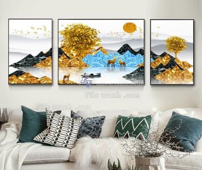 Tải file File tranh hiện đại pha lê gương KF105412 (gốc) chủ đề phong thủy