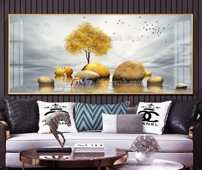 File in trần File tranh hiện đại pha lê gương KF105488 (file gốc) hoa văn 3D