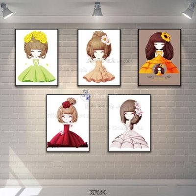 File tranh gốc in trần nhà Tranh bộ nhiều tấm KF138 3D