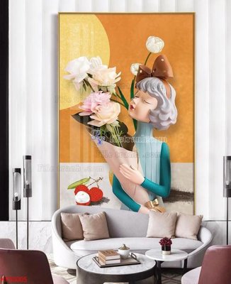 File gốc Tranh decor phủ gương hiện đại KF50005 (phong cách) cổ điển