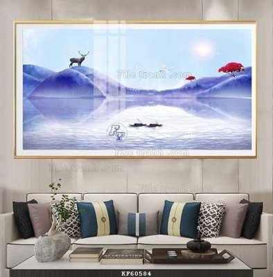 File gốc File tranh hiện đại pha lê gương KF60584 (in lụa) tranh mã đáo