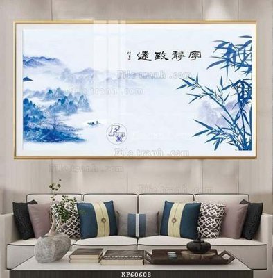 File in trần File tranh hiện đại pha lê gương KF60608 (bản gốc) mây trời