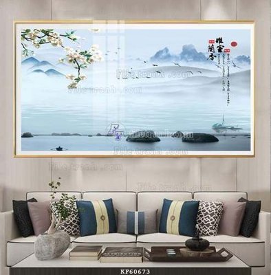 File tranh gốc in trần nhà File tranh hiện đại pha lê gương KF60673 3D