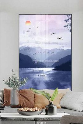 File tranh gốc in trần nhà File tranh hiện đại pha lê gương KF61587 3D