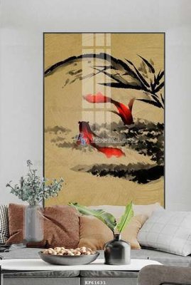 File in trần File tranh hiện đại pha lê gương KF61631 (file gốc) hoa văn 3D