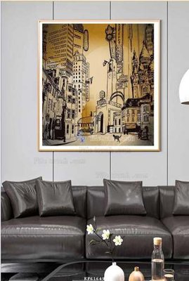 File gốc File tranh hiện đại pha lê gương KF61649 (in lụa) hoa văn cổ điển