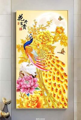 File in trần File tranh hiện đại pha lê gương KF61808 (bản gốc) hoa văn