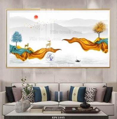 File gốc File tranh hiện đại pha lê gương KF61885 (in lụa) tranh phong thủy