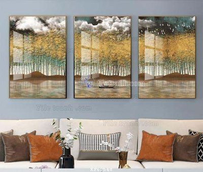 File in trần File tranh hiện đại pha lê gương KF62548 (bản gốc) đại dương