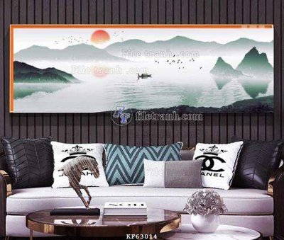 File gốc File tranh hiện đại pha lê gương KF63014 (in lụa) tranh thuận buồm