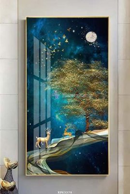 File tranh gốc in trần nhà File tranh hiện đại pha lê gương KF63378 3D