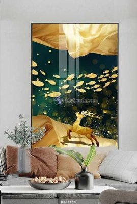 File in mica File tranh hiện đại pha lê gương KF63800 (bản gốc) làm vách ngăn