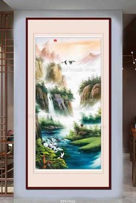 File in trần File tranh hiện đại pha lê gương KF63900 (bản gốc 3D) sống động