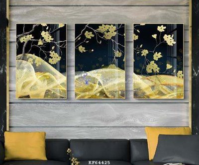 File gốc File tranh hiện đại pha lê gương KF64425 (in lụa) họa tiết 3D