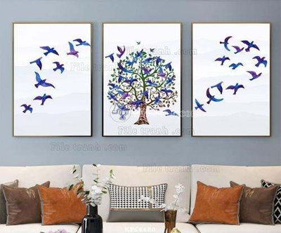 Hình ảnh file gốc in trần nhà File tranh hiện đại pha lê gương KF64480