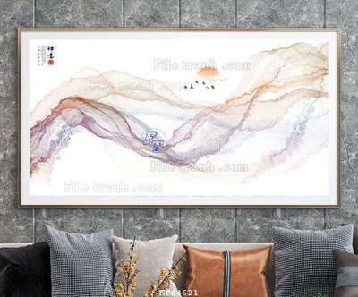 File in mica File tranh hiện đại pha lê gương KF64621 (bản gốc) làm vách ngăn