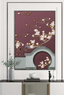 File gốc File tranh hiện đại pha lê gương KF65617 (in lụa) hoa văn cổ điển
