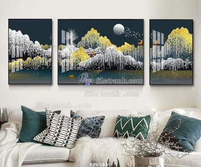 File tranh gốc in trần nhà File tranh hiện đại pha lê gương KF65645 3D