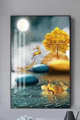 File tranh File tranh hiện đại pha lê gương KF66099 (file gốc) chủ đề phong thủy