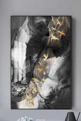 File tranh gốc in trần nhà File tranh hiện đại pha lê gương KF66338 3D