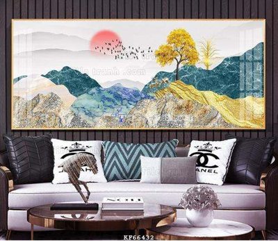 File in trần File tranh hiện đại pha lê gương KF66432 (bản gốc) phong cảnh