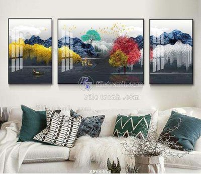 Download file gốc File tranh hiện đại pha lê gương KF66452 (in lụa) hoa lá