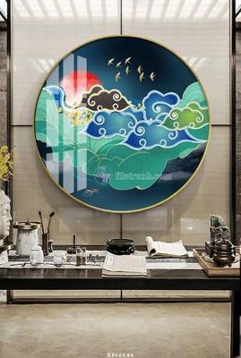 Tải file File tranh hiện đại pha lê gương KF66544 (gốc) chủ đề hoa sen